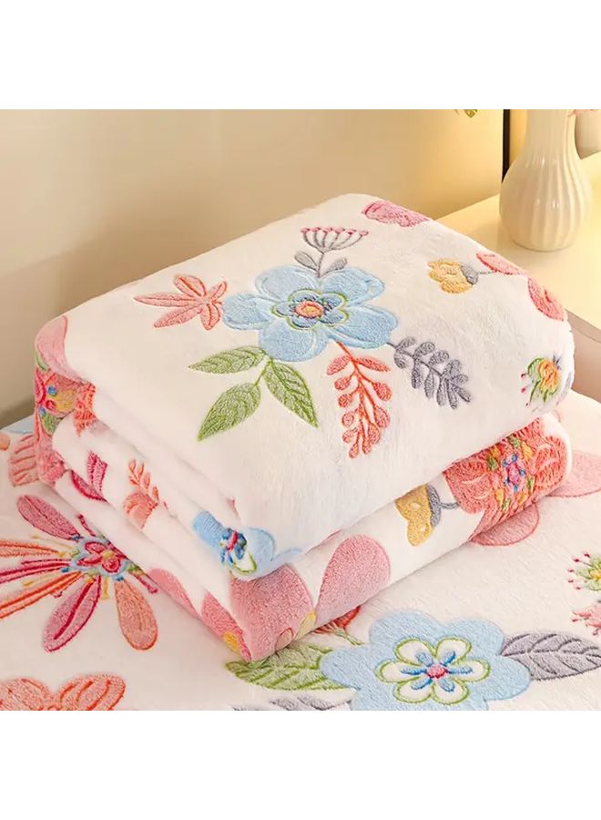 Blossoming Flowers Flannel Bed Sheet 70 87x78 74 Inch Warm All Season Bedding - Image 2
